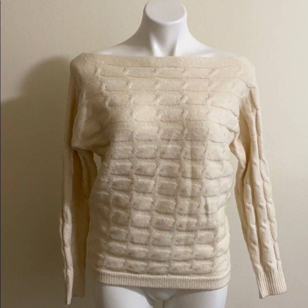 Military Hippie cream cable knit sweater size S/M